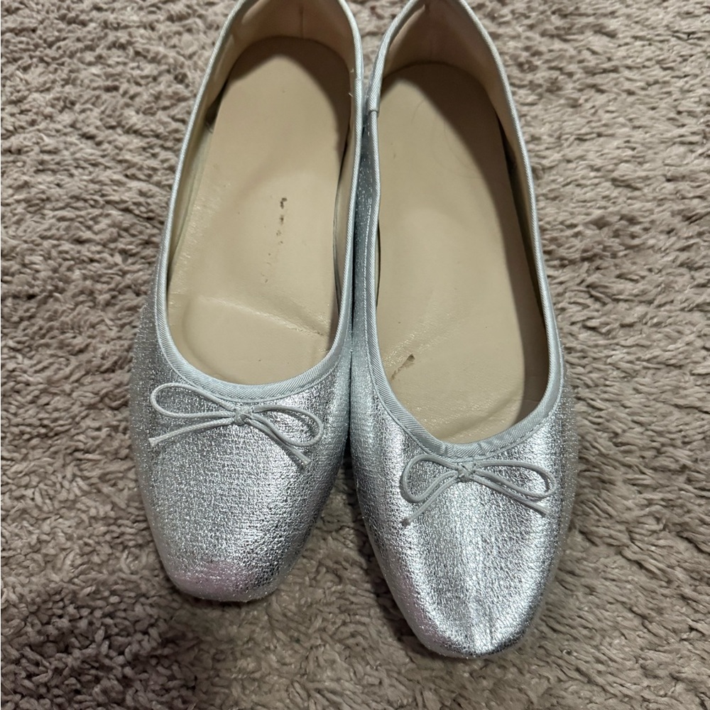 Silver Ballet Flats